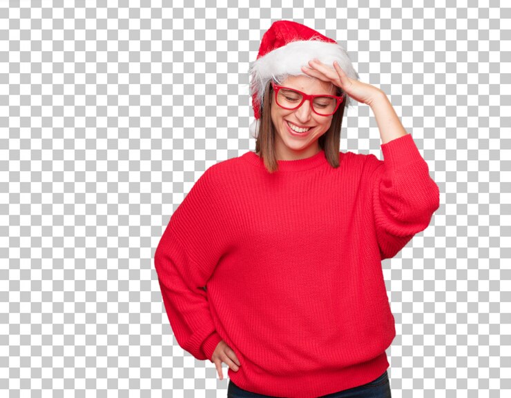 PSD concepto bonito joven de la navidad de la mujer. fondo editable