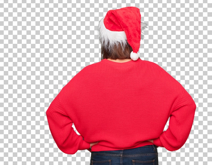 PSD concepto bonito joven de la navidad de la mujer. fondo editable