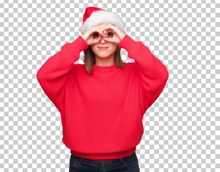 PSD concepto bonito joven de la navidad de la mujer. fondo editable