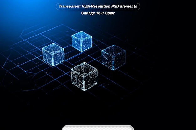 PSD concepto de cadena de bloques cubo de bloques y conexiones de red