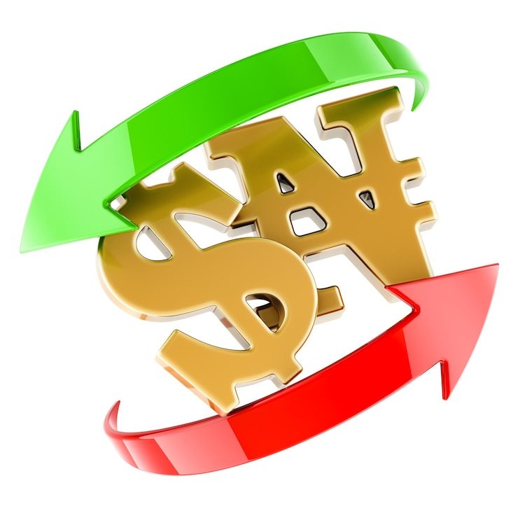 PSD concepto de cambio de dólar y naira renderizado en 3d aislado sobre un fondo transparente