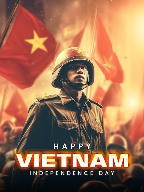 Concepto de cartel de redes sociales del feliz día de la independencia de vietnam