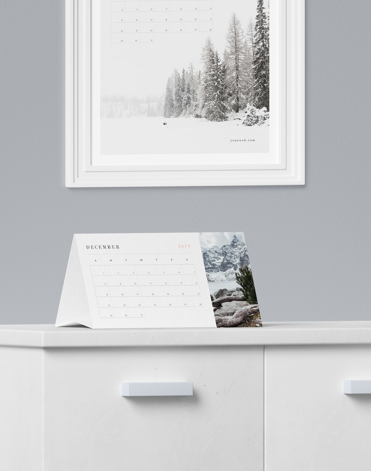 PSD concepto de cartón para maqueta de calendario
