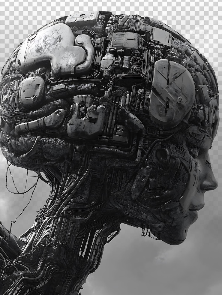 PSD concepto de cerebro de ia abstracto con conexiones neuronales