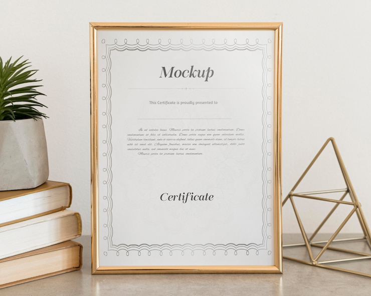 PSD concepto de certificado con maqueta de marco