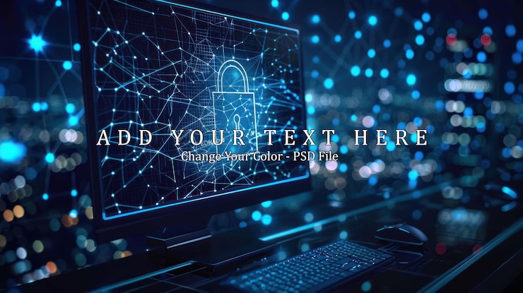 PSD concepto de ciberseguridad cerradura digital en una pantalla de computadora