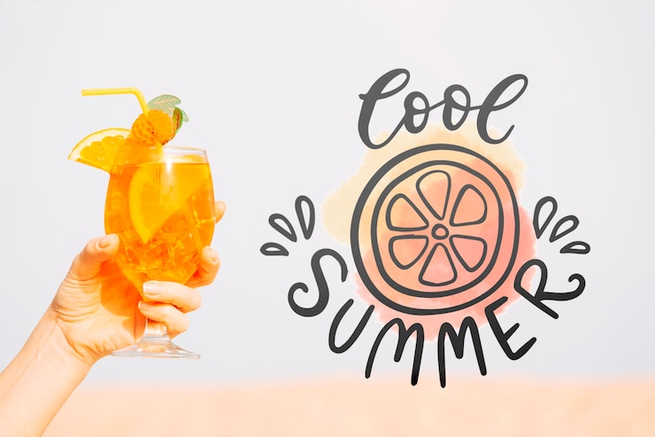 PSD concepto de cóctel de verano con mockup de copyspace