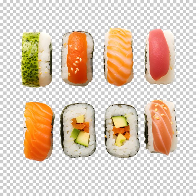 PSD concepto de comida de sushi aislado en un fondo transparente