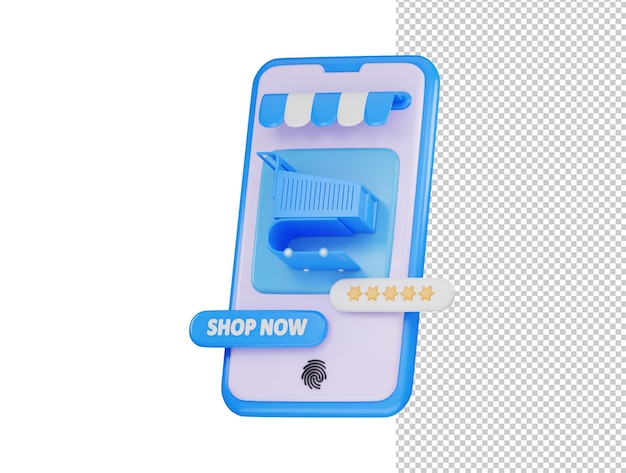 Concepto de compras en línea en 3d smartphone marketing digital y promoción de negocios icono 3d render