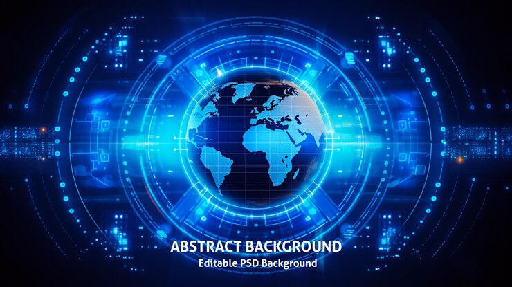PSD concepto de comunicación de tecnología abstracta