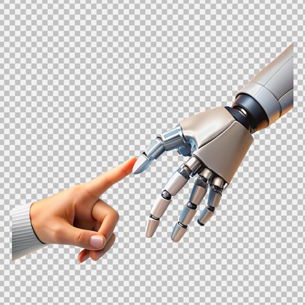 Concepto de conexión con el dedo humano conectado al robot
