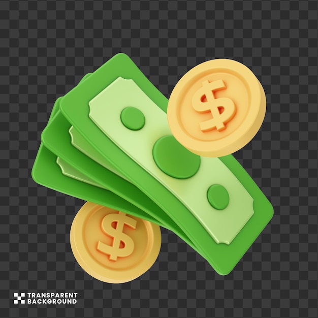 concepto creativo ilustración 3D de dólar de dinero
