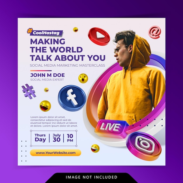 Concepto creativo de redes sociales instagram en vivo para la plantilla de promoción de marketing digital