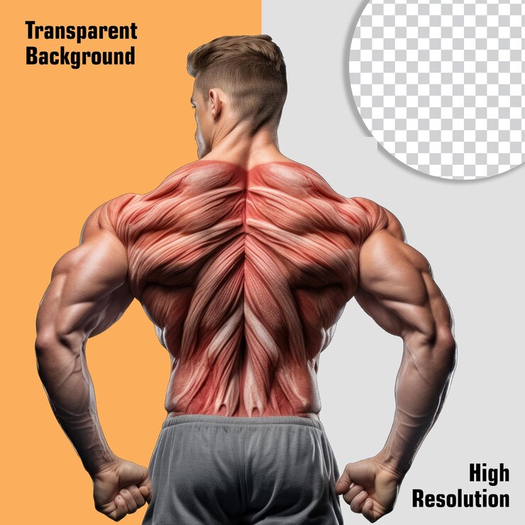 PSD concepto de culturismo y fitness flexión de los músculos fondo transparente png