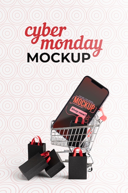 Concepto de cyber monday con maqueta