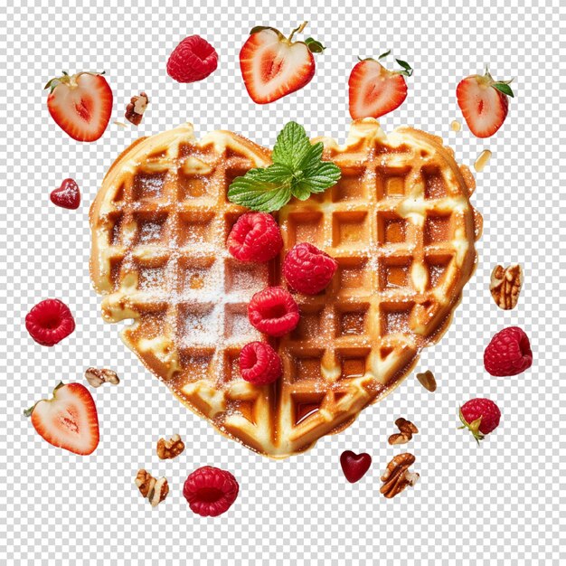 PSD concepto de desayuno vintage con waffles aislados sobre un fondo transparente