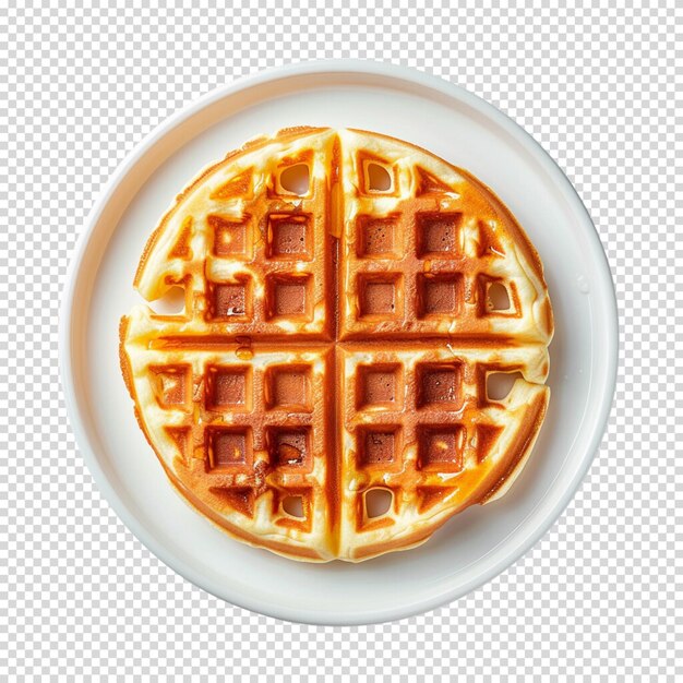 Concepto de desayuno vintage con waffles aislados sobre un fondo transparente