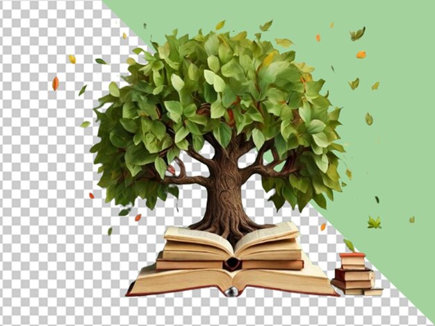 PSD concepto del día internacional de la alfabetización con árbol y libro