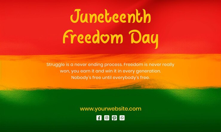 PSD concepto del día de la libertad del 19 de junio una bandera afroamericana en decoración de lienzo