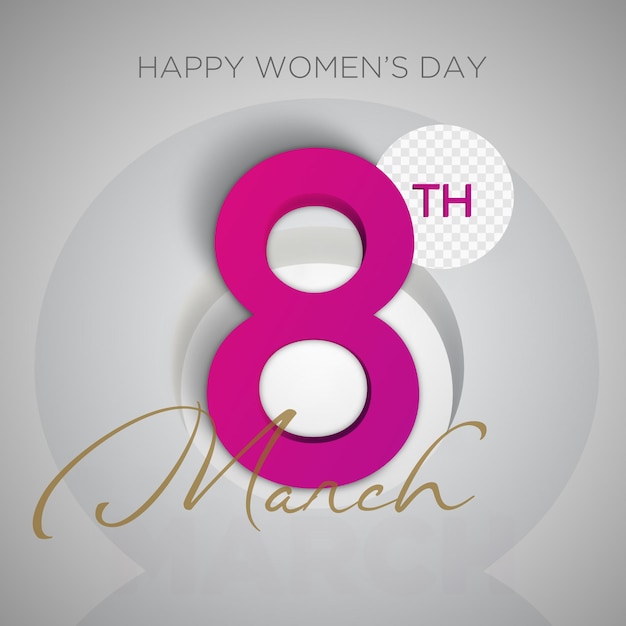 Concepto de día de la mujer del 8 de marzo en 3D con fondo transparente