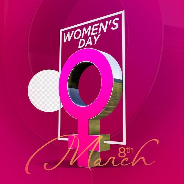 Concepto de día de la mujer renderizado en 3D con fondo transparente