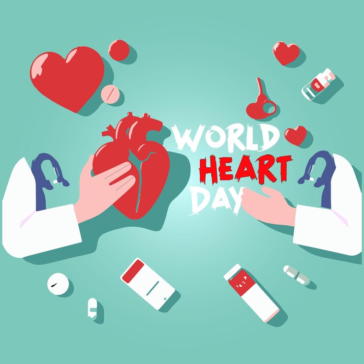 El concepto del Día Mundial del Corazón se ilustra con el corazón y el pulso para concienciarse de la salud del corazón
