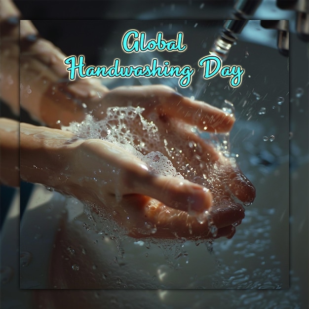 PSD el concepto del día mundial del lavado de manos para la publicación en las redes sociales