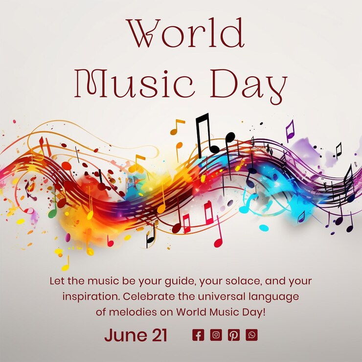 PSD concepto del día mundial de la música composición vibrante y dinámica de notas musicales símbolo sobre fondo blanco