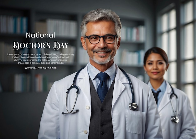 PSD el concepto del día nacional del médico es un viejo médico experimentado con experiencia médica.