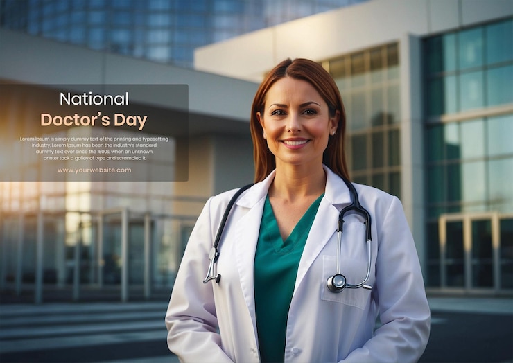 PSD el concepto del día nacional de los médicos es una mujer médica con antecedentes médicos.