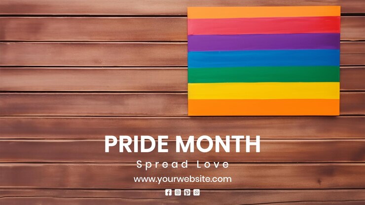 PSD el concepto del día del orgullo colores del arco iris bandera sobre fondo de madera