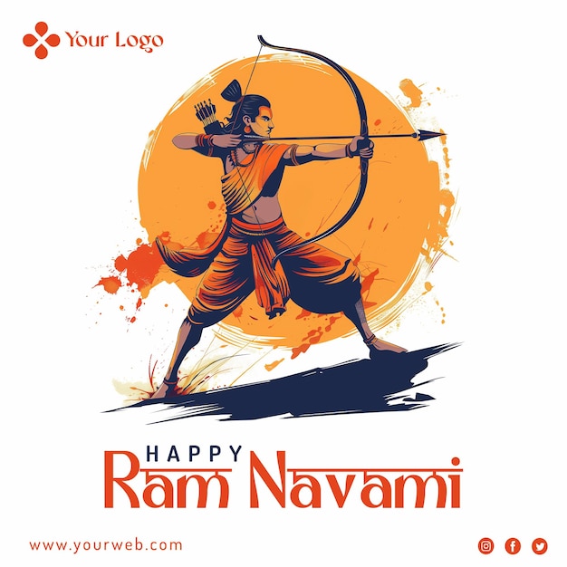 El concepto digital del festival de ram navami en instagram y las redes sociales