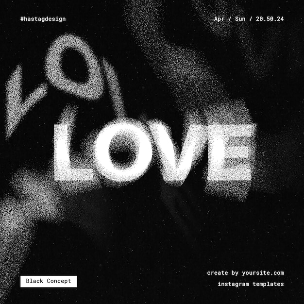 El concepto de diseño de Love Motion Typography para las redes sociales Instagram Post