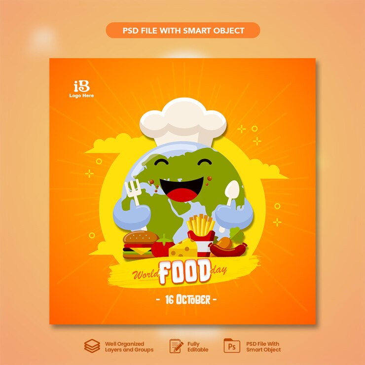 PSD concepto de diseño plano del día mundial de la alimentación