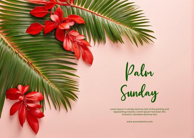 El concepto del domingo de palmeras ramas de palmeras decoradas bordes del lienzo