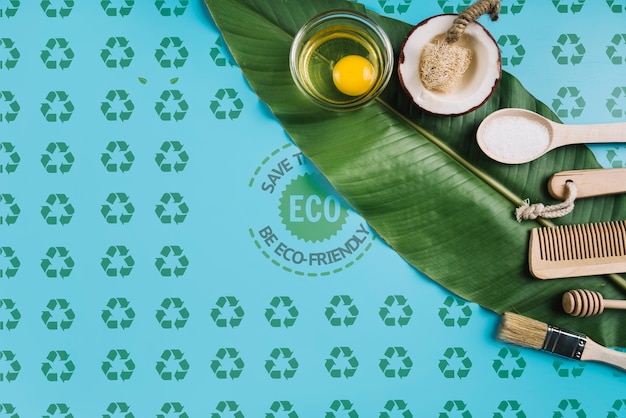 PSD concepto ecológico en hoja