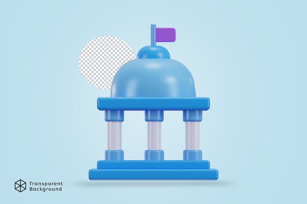 El concepto de edificio del ayuntamiento del gobierno de un banco o un símbolo escolar icono vectorial 3D