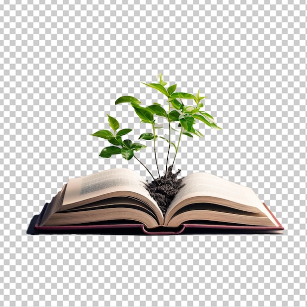 El concepto de educación del día mundial de la filosofía con el árbol del conocimiento plantado en la apertura de un viejo libro grande