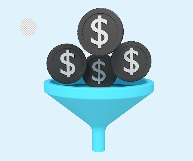 Concepto de embudo de marketing SEO en 3D