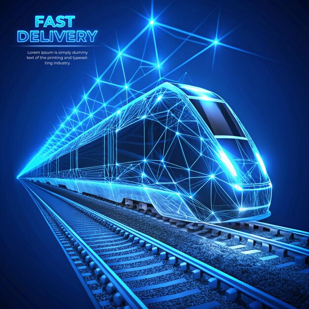 Concepto de entrega rápida tecnología futurista abstracta color azul diseño de estilo poli bajo