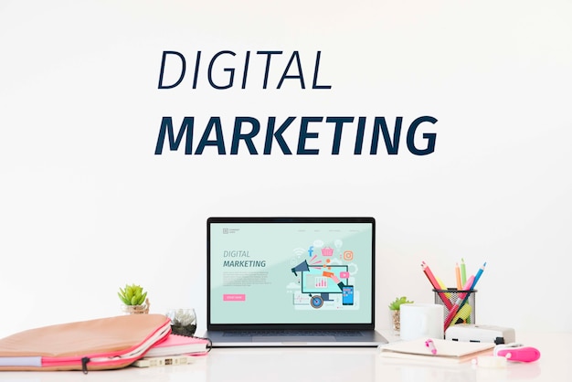 PSD concepto de escritorio de marketing digital