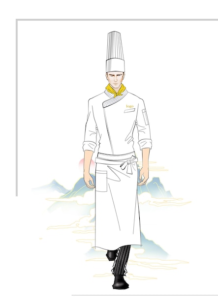 PSD concepto de estilo de ropa de trabajo uniforme de tela de trabajo de chef