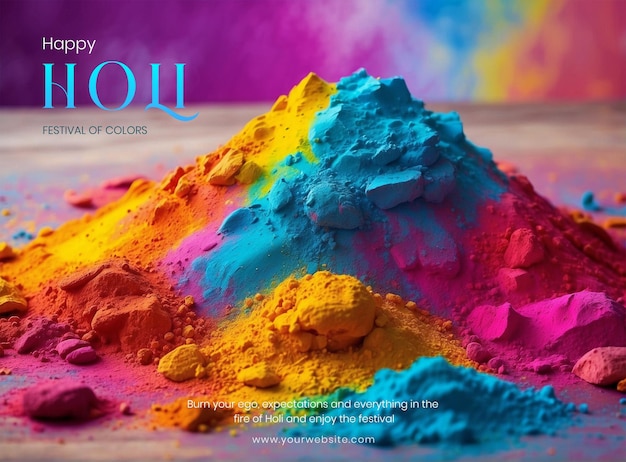 El concepto del festival de holi colores vibrantes de tonos en polvo de fondo