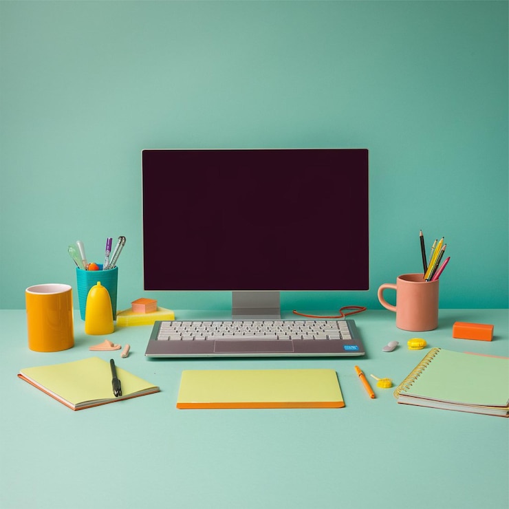 PSD concepto de fondo de la computadora portátil