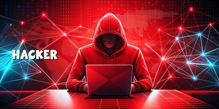 PSD concepto de hacker abstracto color azul futurista diseño de estilo poli bajo