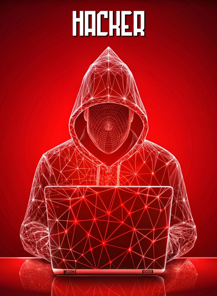 PSD concepto de hacker abstracto color azul futurista diseño de estilo poli bajo