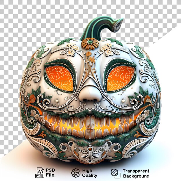 PSD el concepto de halloween de monstruo de calabaza aislado en un fondo transparente incluye un archivo png