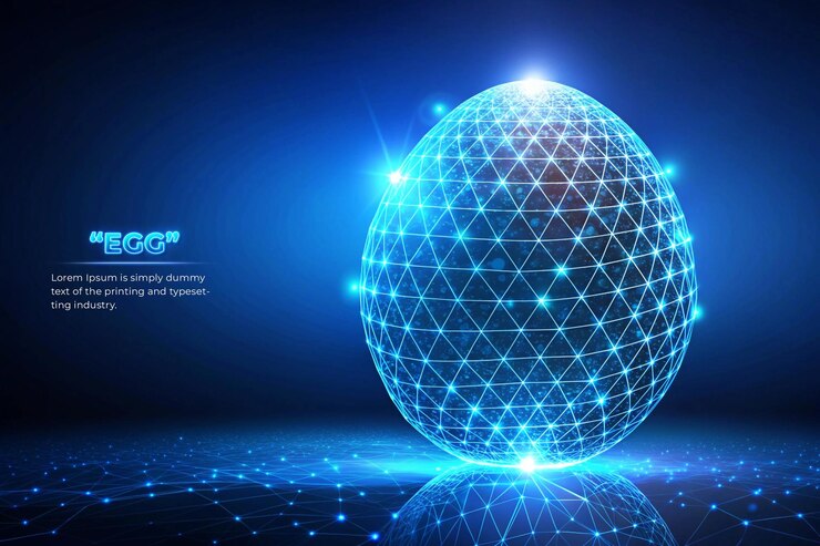PSD concepto de huevo abstracto tecnología futurista color azul diseño de estilo low poly