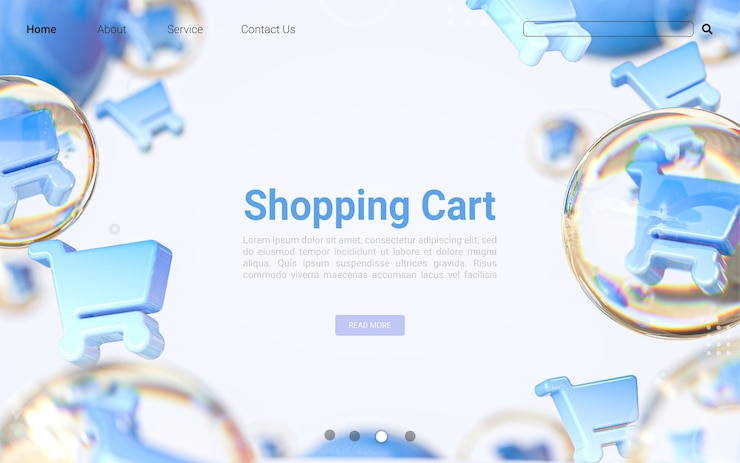 PSD concepto icónico del fondo de la publicidad del espacio en blanco del carro de la compra para el render 3d de la bandera del sitio web