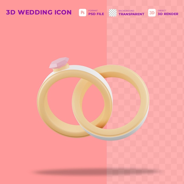 CONCEPTO DEL ICONO DEL ANILLO DE BODAS 3D